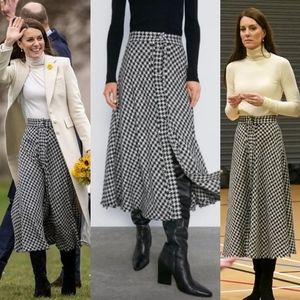 Zara Houndstooth check tweed midi skirt ASO Kate Middleton